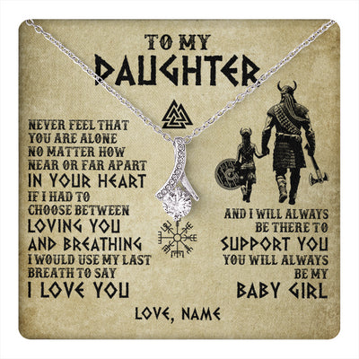 Alluring Beauty Necklace 14K White Gold Finish | 1 | Personalized To My Daughter Necklace From Dad Viking Never Feel That You Are Alone Viking Daughter Birthday Gifts Christmas Customized Gift Box Message Card | teecentury