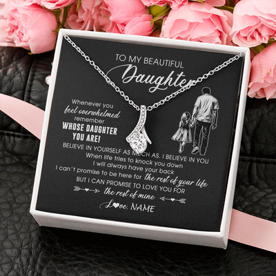 Alluring Beauty Necklace 14K White Gold Finish | 2 | Personalized To My Daughter Necklace From Dad Whenever You Feel Overwhelmed Daughter Jewelry Birthday Graduation Christmas Customized Message Card | teecentury
