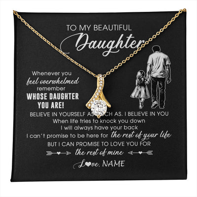Alluring Beauty Necklace 18K Yellow Gold Finish | 1 | Personalized To My Daughter Necklace From Dad Whenever You Feel Overwhelmed Daughter Jewelry Birthday Graduation Christmas Customized Message Card | teecentury