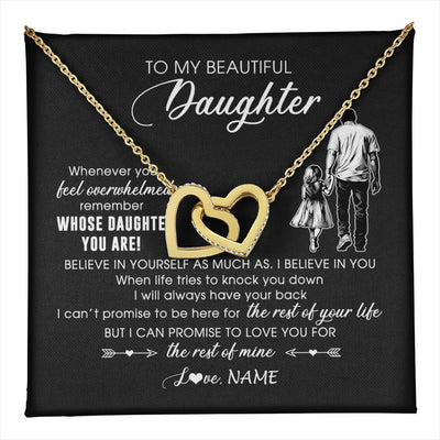 Interlocking Hearts Necklace 18K Yellow Gold Finish | 1 | Personalized To My Daughter Necklace From Dad Whenever You Feel Overwhelmed Daughter Jewelry Birthday Graduation Christmas Customized Message Card | teecentury