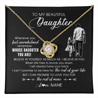 Love Knot Necklace 18K Yellow Gold Finish | 1 | Personalized To My Daughter Necklace From Dad Whenever You Feel Overwhelmed Daughter Jewelry Birthday Graduation Christmas Customized Message Card | teecentury