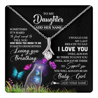 Alluring Beauty Necklace 14K White Gold Finish | 1 | Personalized To My Daughter Necklace From Mom Dad Butterfly Sometimes Say I Love You Daughter Birthday Graduation Christmas Customized Gift Box Message Card | teecentury.myshopify