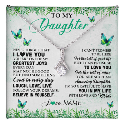 Alluring Beauty Necklace 14K White Gold Finish | 1 | Personalized To My Daughter Necklace From Mom Dad Father Butterfly Laugh Love Live Birthday Motivational Quote Christmas Customized Gift Box Message Card | teecentury