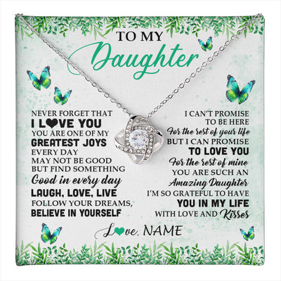 Love Knot Necklace 14K White Gold Finish | 1 | Personalized To My Daughter Necklace From Mom Dad Father Butterfly Laugh Love Live Birthday Motivational Quote Christmas Customized Gift Box Message Card | teecentury