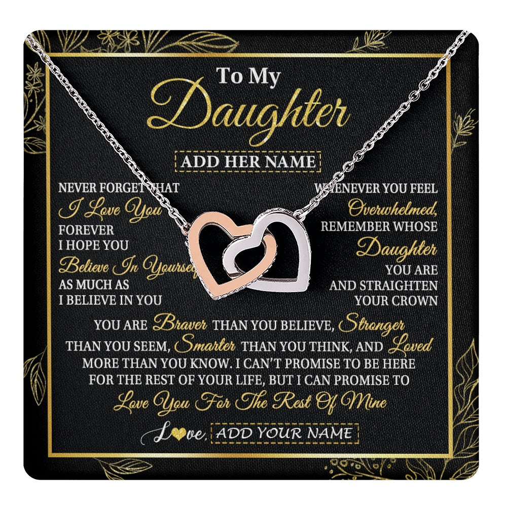Interlocking Hearts Necklace Stainless Steel & Rose Gold Finish | 1 | Personalized To My Daughter Necklace From Mom Dad Father I Love You Gift For My Daughter Birthday Gifts Graduation Christmas Custom Gift Box Message Card | teecentury.myshopify