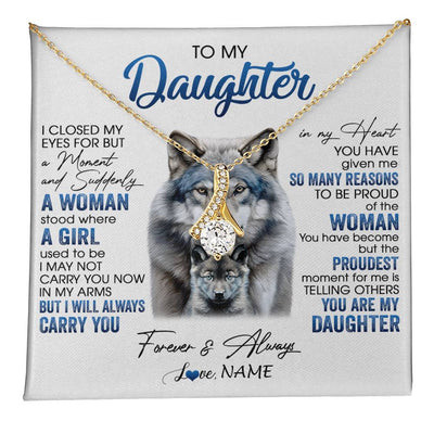 Alluring Beauty Necklace 18K Yellow Gold Finish | 1 | Personalized To My Daughter Necklace From Mom Dad I Close My Eyes For But A Moment Wolf Daughter Birthday Gifts Christmas Customized Gift Box Message Card | teecentury