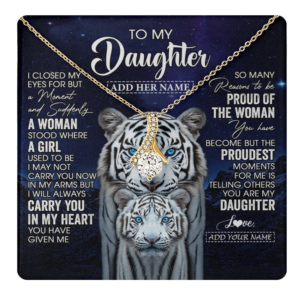 Alluring Beauty Necklace 18K Yellow Gold Finish | 1 | Personalized To My Daughter Necklace From Mom Dad I Close My Eyes White Tiger Daughter Birthday Gift Graduation Christmas Jewelry Gift Box Message Card | https://teecentury.