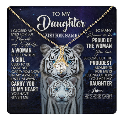 Alluring Beauty Necklace 18K Yellow Gold Finish | 1 | Personalized To My Daughter Necklace From Mom Dad I Close My Eyes White Tiger Daughter Birthday Gift Graduation Christmas Jewelry Gift Box Message Card | https://teecentury.