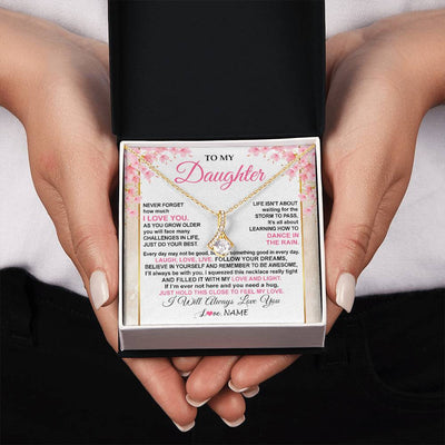 Alluring Beauty Necklace 18K Yellow Gold Finish | 2 | Personalized To My Daughter Necklace From Mom Dad Inspirational I Love You Daughter Birthday Jewelry Graduation Christmas Customized Gift Box Message Card | teecentury