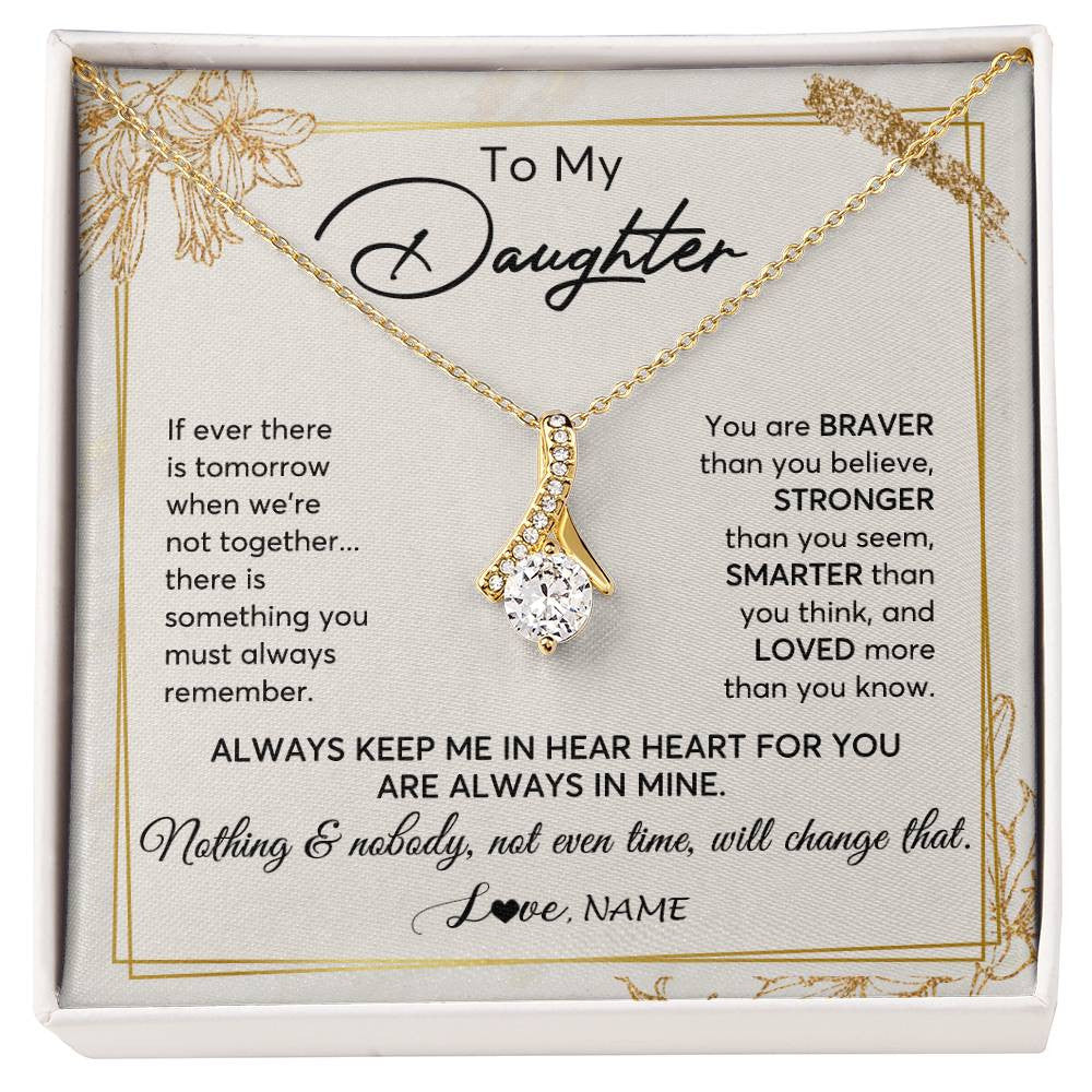 Alluring Beauty Necklace 18K Yellow Gold Finish | 1 | Personalized To My Daughter Necklace From Mom Dad Mother Always Keep Me In Your Heart Daughter Birthday Graduation Christmas Customized Gift Box Message Card | teecentury