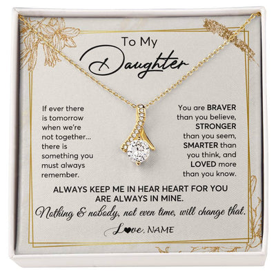 Alluring Beauty Necklace 18K Yellow Gold Finish | 1 | Personalized To My Daughter Necklace From Mom Dad Mother Always Keep Me In Your Heart Daughter Birthday Graduation Christmas Customized Gift Box Message Card | teecentury