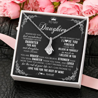 Alluring Beauty Necklace 14K White Gold Finish | 2 | Personalized To My Daughter Necklace From Mom Dad Mother Father Inspirational Strength Daughter Birthday Jewelry Christmas Customized Gift Box Message Card | teecentury