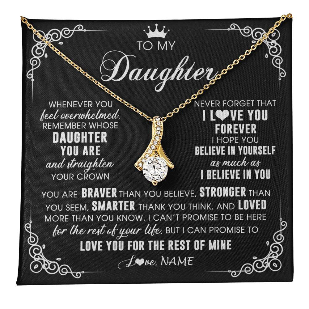 Alluring Beauty Necklace 18K Yellow Gold Finish | 1 | Personalized To My Daughter Necklace From Mom Dad Mother Father Inspirational Strength Daughter Birthday Jewelry Christmas Customized Gift Box Message Card | teecentury