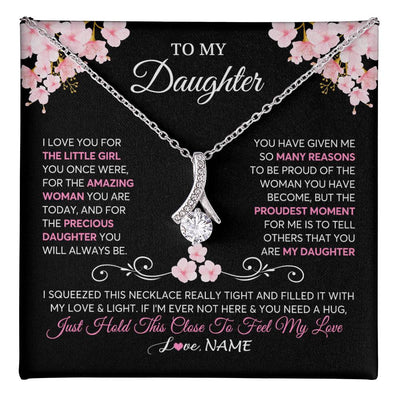 Alluring Beauty Necklace 14K White Gold Finish | 1 | Personalized To My Daughter Necklace From Mom Dad Mother Father Love You Little Girl Daughter Birthday Jewelry Christmas Customized Gift Box Message Card | teecentury