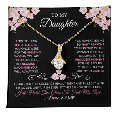Alluring Beauty Necklace 18K Yellow Gold Finish | 1 | Personalized To My Daughter Necklace From Mom Dad Mother Father Love You Little Girl Daughter Birthday Jewelry Christmas Customized Gift Box Message Card | teecentury