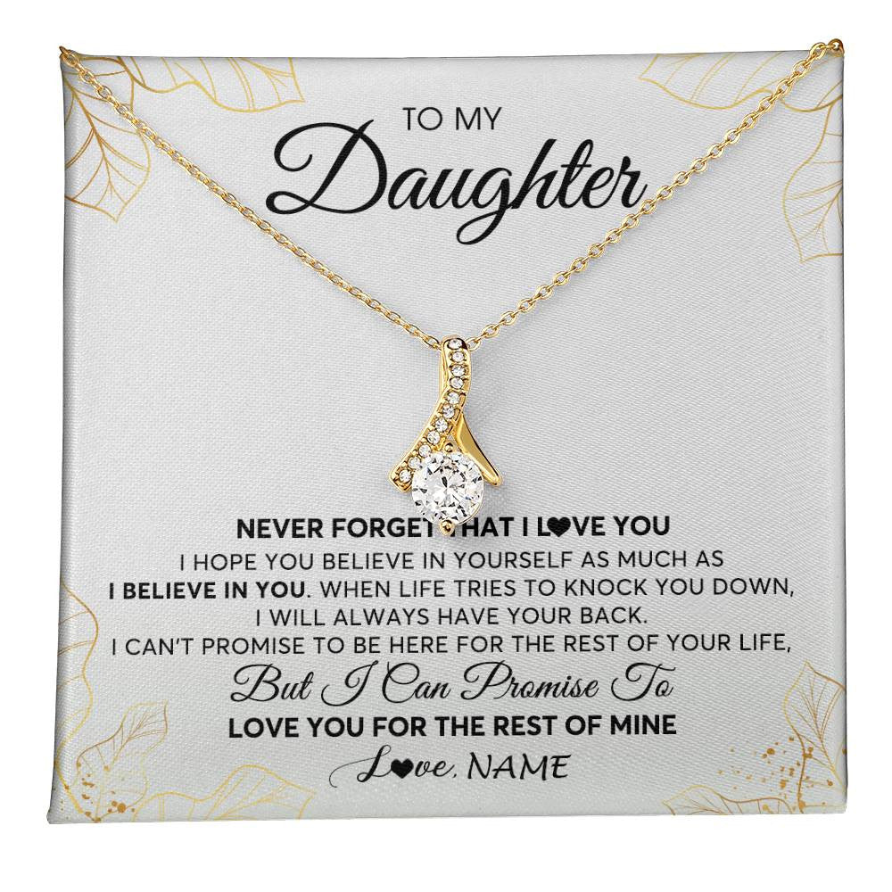 Alluring Beauty Necklace 18K Yellow Gold Finish | 1 | Personalized To My Daughter Necklace From Mom Dad Mother Father Never Forget That I Love You Daughter Birthday Christmas Customized Gift Box Message Card | teecentury