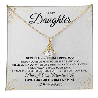 Alluring Beauty Necklace 18K Yellow Gold Finish | 1 | Personalized To My Daughter Necklace From Mom Dad Mother Father Never Forget That I Love You Daughter Birthday Christmas Customized Gift Box Message Card | teecentury