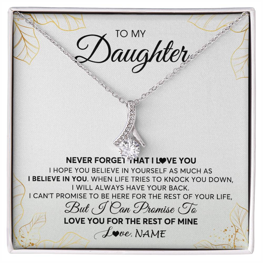 Alluring Beauty Necklace | Personalized To My Daughter Necklace From Mom Dad Mother Father Never Forget That I Love You Daughter Birthday Christmas Customized Gift Box Message Card | teecentury