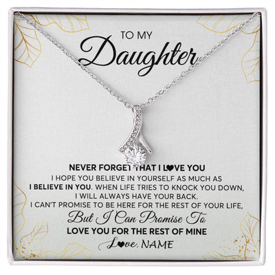 Alluring Beauty Necklace | Personalized To My Daughter Necklace From Mom Dad Mother Father Never Forget That I Love You Daughter Birthday Christmas Customized Gift Box Message Card | teecentury