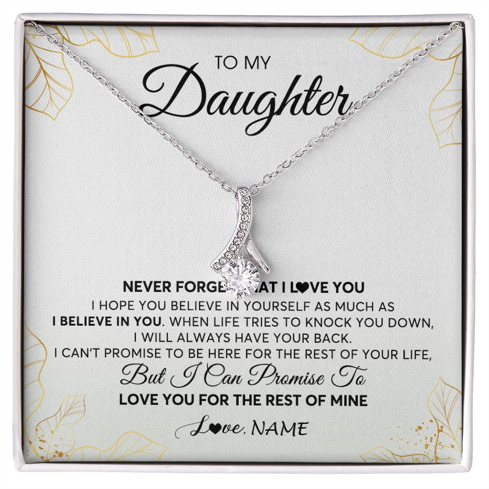 Alluring Beauty Necklace | Personalized To My Daughter Necklace From Mom Dad Mother Father Never Forget That I Love You Daughter Birthday Christmas Customized Gift Box Message Card | teecentury