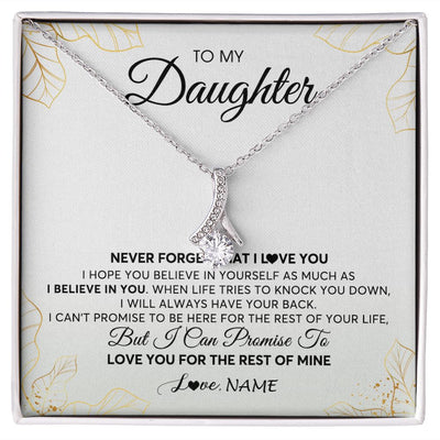 Alluring Beauty Necklace | Personalized To My Daughter Necklace From Mom Dad Mother Father Never Forget That I Love You Daughter Birthday Christmas Customized Gift Box Message Card | teecentury