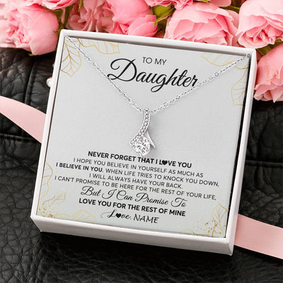 Alluring Beauty Necklace | Personalized To My Daughter Necklace From Mom Dad Mother Father Never Forget That I Love You Daughter Birthday Christmas Customized Gift Box Message Card | teecentury