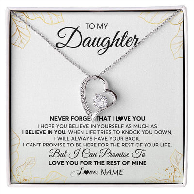 Forever Love Necklace | Personalized To My Daughter Necklace From Mom Dad Mother Father Never Forget That I Love You Daughter Birthday Christmas Customized Gift Box Message Card | teecentury