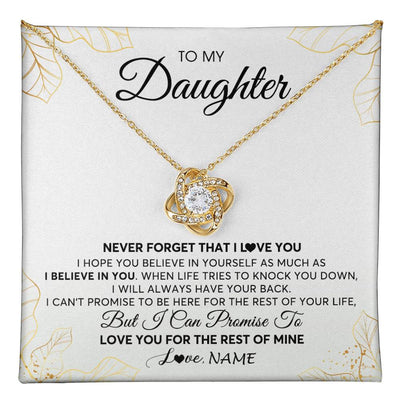Love Knot Necklace 18K Yellow Gold Finish | 1 | Personalized To My Daughter Necklace From Mom Dad Mother Father Never Forget That I Love You Daughter Birthday Christmas Customized Gift Box Message Card | teecentury