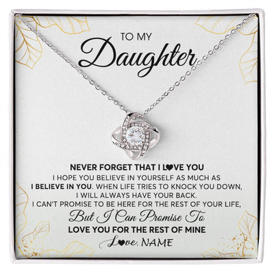 Love Knot Necklace | Personalized To My Daughter Necklace From Mom Dad Mother Father Never Forget That I Love You Daughter Birthday Christmas Customized Gift Box Message Card | teecentury