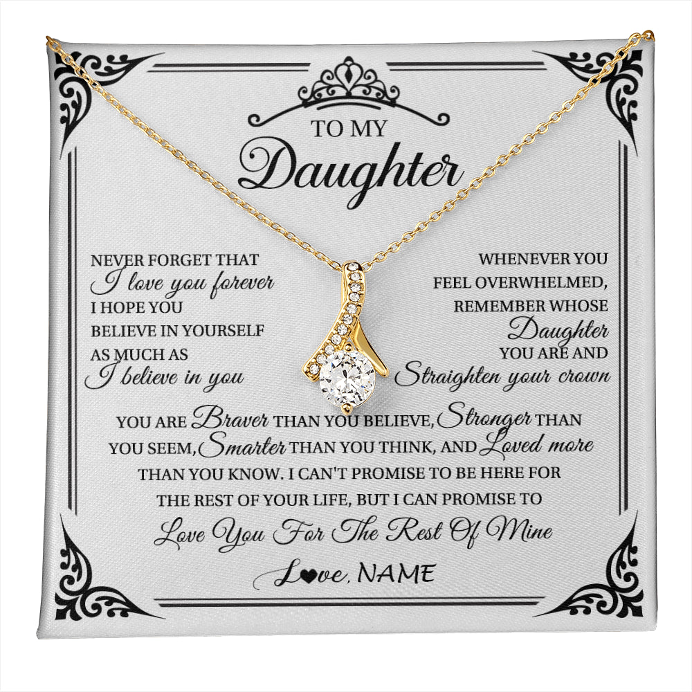 Alluring Beauty Necklace 18K Yellow Gold Finish | 1 | Personalized To My Daughter Necklace From Mom Dad Mother I Love You Forever Daughter Birthday Jewelry Graduation Christmas Customized Gift Box Message Card | teecentury