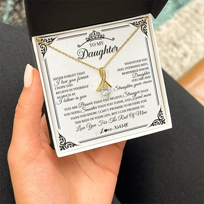 Alluring Beauty Necklace 18K Yellow Gold Finish | 2 | Personalized To My Daughter Necklace From Mom Dad Mother I Love You Forever Daughter Birthday Jewelry Graduation Christmas Customized Gift Box Message Card | teecentury