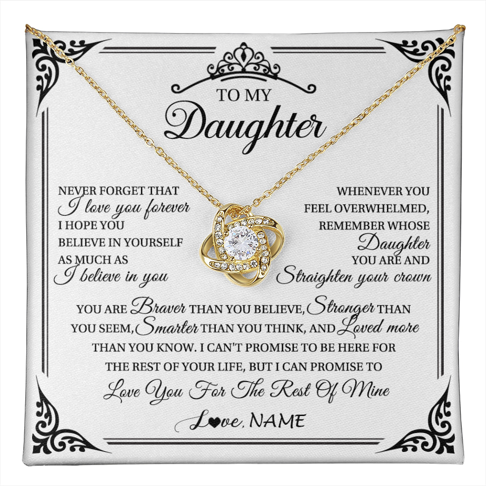 Love Knot Necklace 18K Yellow Gold Finish | 1 | Personalized To My Daughter Necklace From Mom Dad Mother I Love You Forever Daughter Birthday Jewelry Graduation Christmas Customized Gift Box Message Card | teecentury