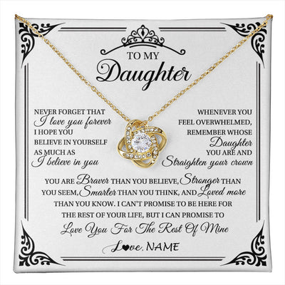 Love Knot Necklace 18K Yellow Gold Finish | 1 | Personalized To My Daughter Necklace From Mom Dad Mother I Love You Forever Daughter Birthday Jewelry Graduation Christmas Customized Gift Box Message Card | teecentury