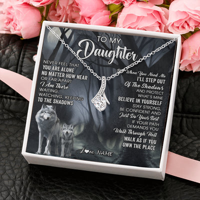 Alluring Beauty Necklace 14K White Gold Finish | 2 | Personalized To My Daughter Necklace From Mom Dad Mother Never Feel That You Are Alone Wolf Birthday Gifts Jewelry Christmas Customized Gift Box Message Card | teecentury