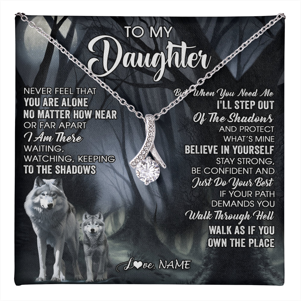 Alluring Beauty Necklace 14K White Gold Finish | 1 | Personalized To My Daughter Necklace From Mom Dad Mother Never Feel That You Are Alone Wolf Birthday Gifts Jewelry Christmas Customized Gift Box Message Card | teecentury