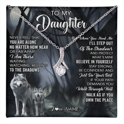 Alluring Beauty Necklace 14K White Gold Finish | 1 | Personalized To My Daughter Necklace From Mom Dad Mother Never Feel That You Are Alone Wolf Birthday Gifts Jewelry Christmas Customized Gift Box Message Card | teecentury