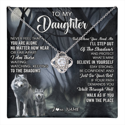 Love Knot Necklace 14K White Gold Finish | 1 | Personalized To My Daughter Necklace From Mom Dad Mother Never Feel That You Are Alone Wolf Birthday Gifts Jewelry Christmas Customized Gift Box Message Card | teecentury