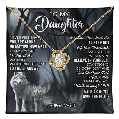Love Knot Necklace 18K Yellow Gold Finish | 1 | Personalized To My Daughter Necklace From Mom Dad Mother Never Feel That You Are Alone Wolf Birthday Gifts Jewelry Christmas Customized Gift Box Message Card | teecentury