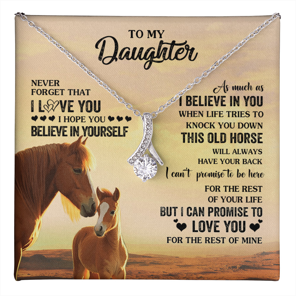 Alluring Beauty Necklace 14K White Gold Finish | 1 | Personalized To My Daughter Necklace From Mom Dad Mother This Old Horse Love You Daughter Birthday Jewelry Christmas Customized Gift Box Message Card | teecentury