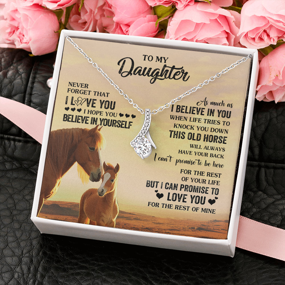 Alluring Beauty Necklace 14K White Gold Finish | 2 | Personalized To My Daughter Necklace From Mom Dad Mother This Old Horse Love You Daughter Birthday Jewelry Christmas Customized Gift Box Message Card | teecentury