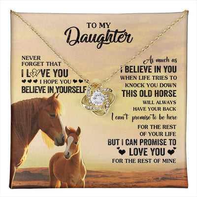 Love Knot Necklace 18K Yellow Gold Finish | 1 | Personalized To My Daughter Necklace From Mom Dad Mother This Old Horse Love You Daughter Birthday Jewelry Christmas Customized Gift Box Message Card | teecentury