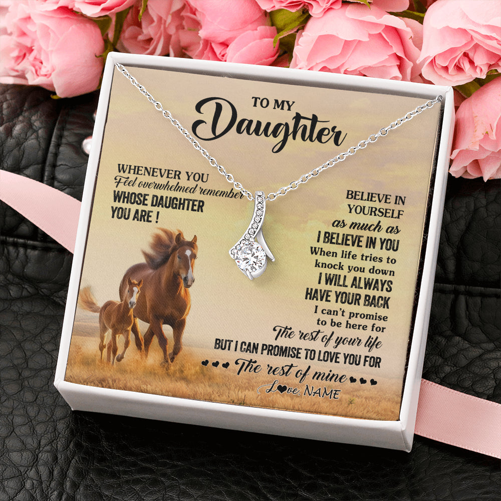Alluring Beauty Necklace 14K White Gold Finish | 2 | Personalized To My Daughter Necklace From Mom Dad Mother Whenever You Feel Horse Daughter Birthday Jewelry Christmas Customized Gift Box Message Card | teecentury