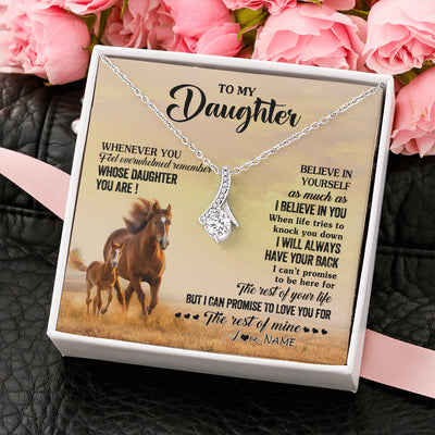 Alluring Beauty Necklace 14K White Gold Finish | 2 | Personalized To My Daughter Necklace From Mom Dad Mother Whenever You Feel Horse Daughter Birthday Jewelry Christmas Customized Gift Box Message Card | teecentury