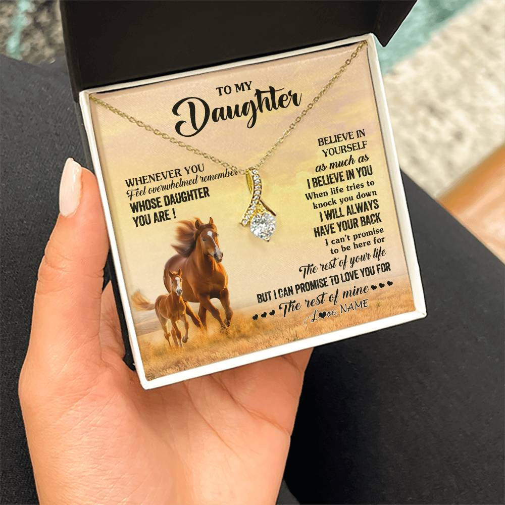 Alluring Beauty Necklace 18K Yellow Gold Finish | 2 | Personalized To My Daughter Necklace From Mom Dad Mother Whenever You Feel Horse Daughter Birthday Jewelry Christmas Customized Gift Box Message Card | teecentury