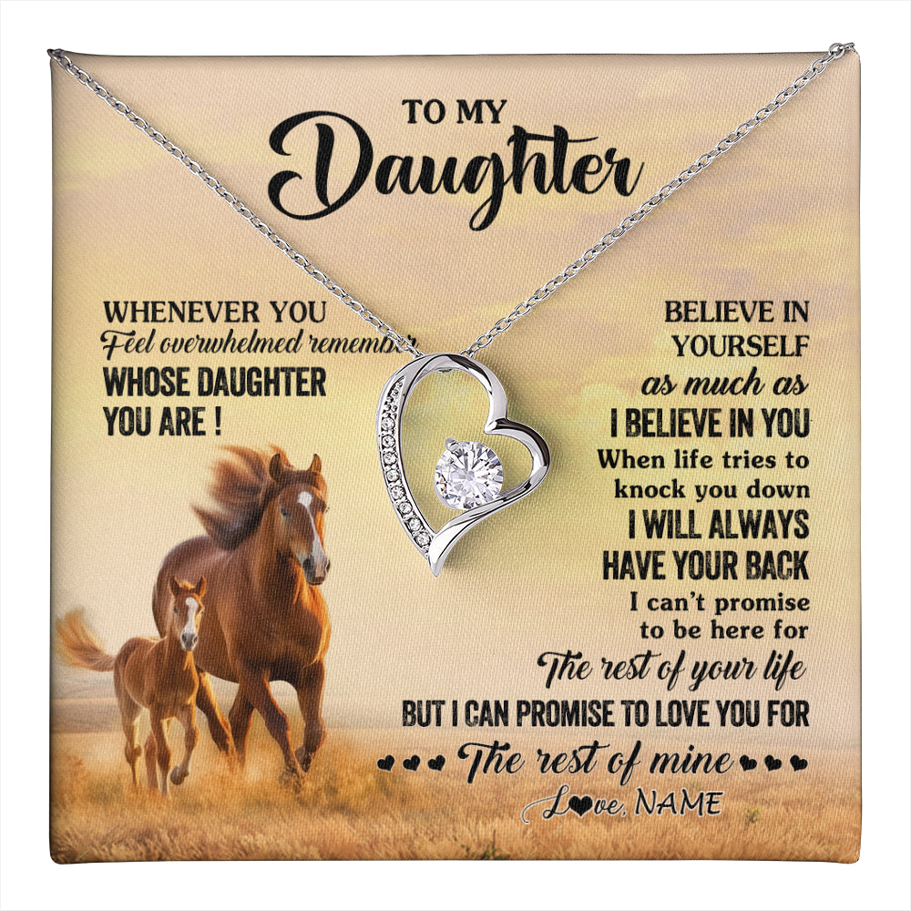 Forever Love Necklace 14K White Gold Finish | 1 | Personalized To My Daughter Necklace From Mom Dad Mother Whenever You Feel Horse Daughter Birthday Jewelry Christmas Customized Gift Box Message Card | teecentury
