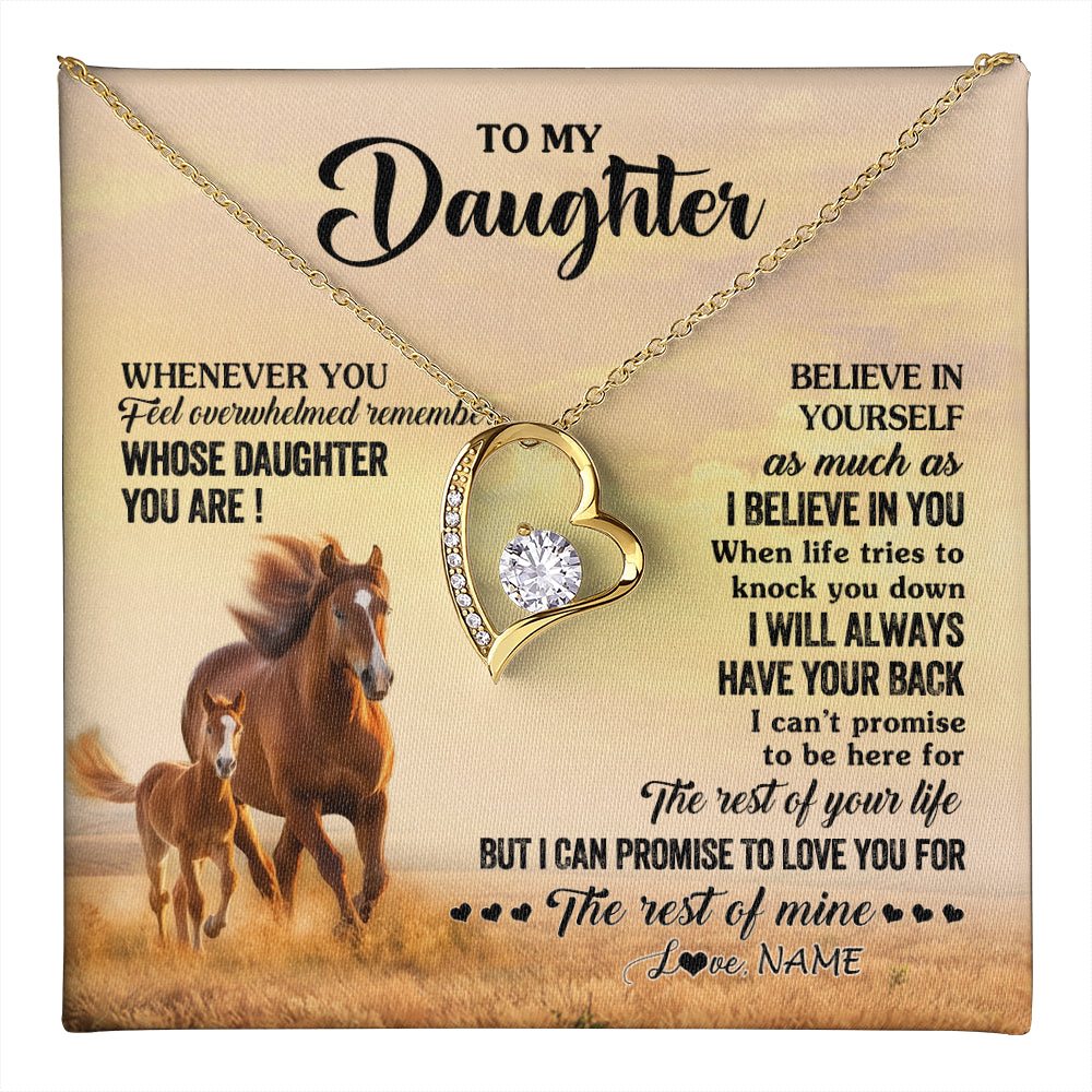 Forever Love Necklace 18K Yellow Gold Finish | 1 | Personalized To My Daughter Necklace From Mom Dad Mother Whenever You Feel Horse Daughter Birthday Jewelry Christmas Customized Gift Box Message Card | teecentury
