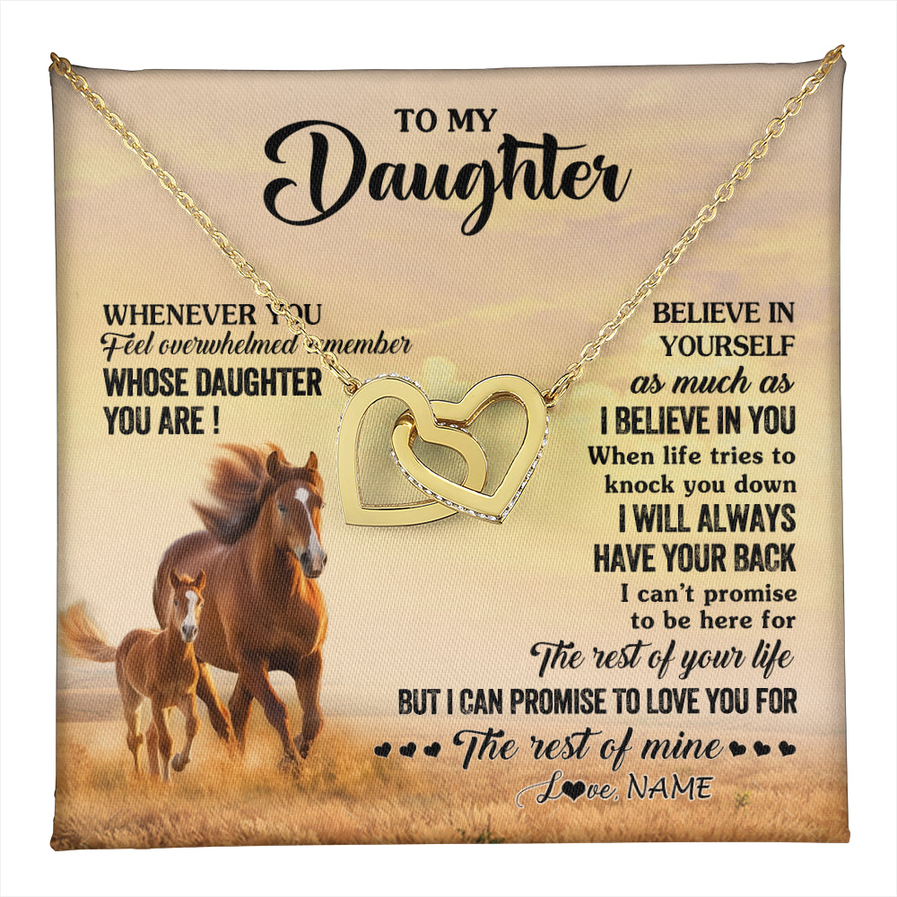 Interlocking Hearts Necklace 18K Yellow Gold Finish | 1 | Personalized To My Daughter Necklace From Mom Dad Mother Whenever You Feel Horse Daughter Birthday Jewelry Christmas Customized Gift Box Message Card | teecentury