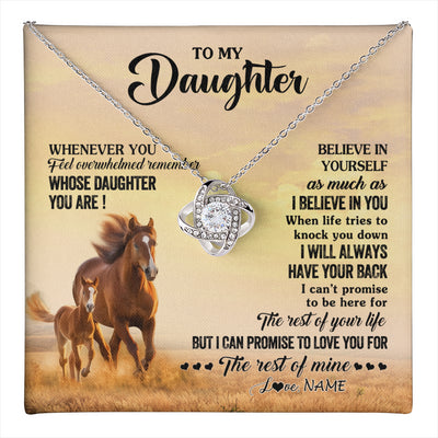 Love Knot Necklace 14K White Gold Finish | 1 | Personalized To My Daughter Necklace From Mom Dad Mother Whenever You Feel Horse Daughter Birthday Jewelry Christmas Customized Gift Box Message Card | teecentury