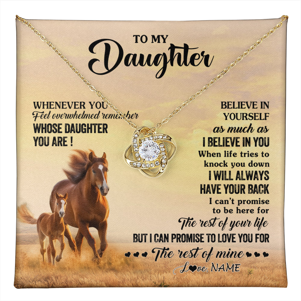 Love Knot Necklace 18K Yellow Gold Finish | 1 | Personalized To My Daughter Necklace From Mom Dad Mother Whenever You Feel Horse Daughter Birthday Jewelry Christmas Customized Gift Box Message Card | teecentury