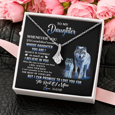 Alluring Beauty Necklace 14K White Gold Finish | 2 | Personalized To My Daughter Necklace From Mom Dad Mother Whenever You Feel Wolf Daughter Birthday Gifts Jewelry Christmas Customized Gift Box Message Card | teecentury